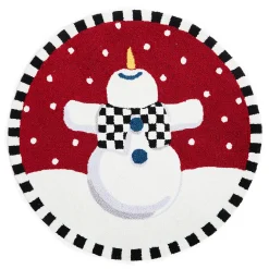 MacKenzie-Childs Dancing Snowman 3' Round Rug| Holiday|Rugs