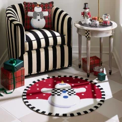 MacKenzie-Childs Dancing Snowman 3' Round Rug| Holiday|Rugs