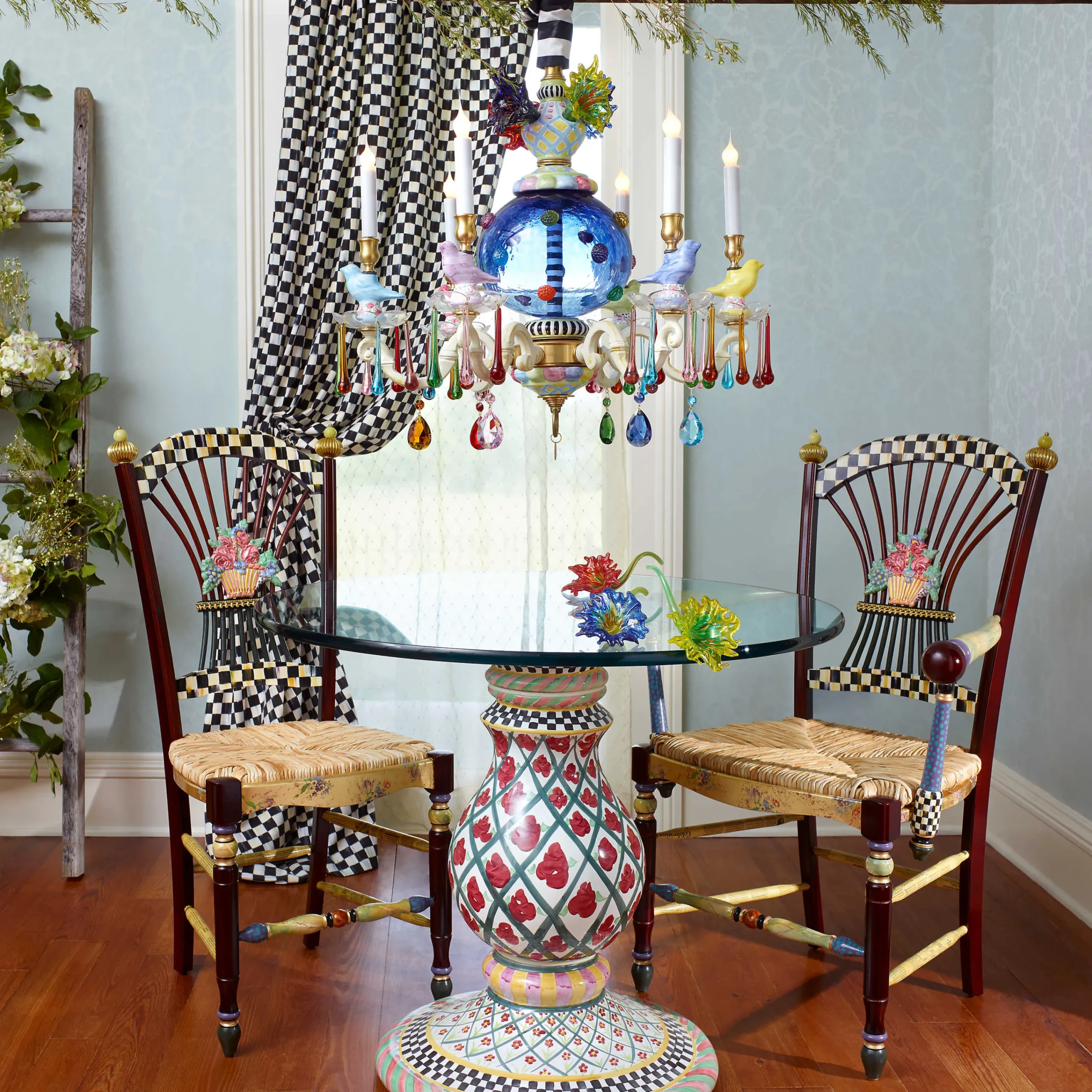MacKenzie-Childs Dark Flower Basket Side Chair| Dining Room & Kitchen