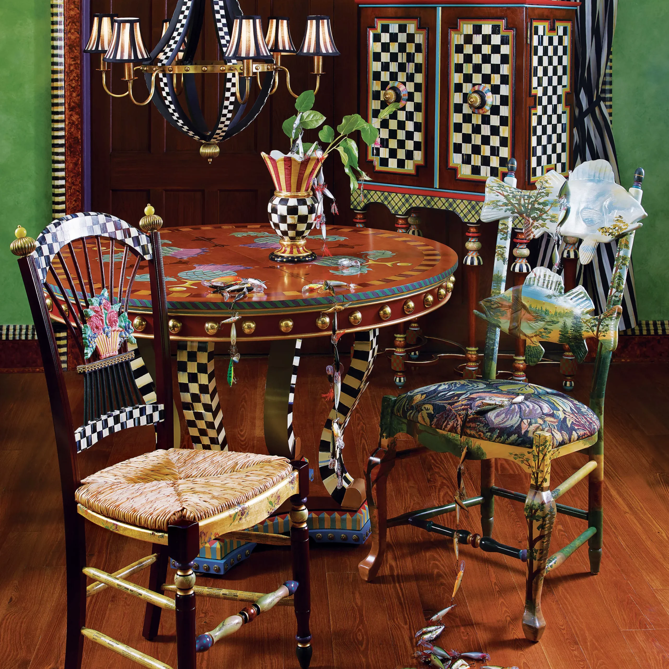 MacKenzie-Childs Dark Flower Basket Side Chair| Dining Room & Kitchen