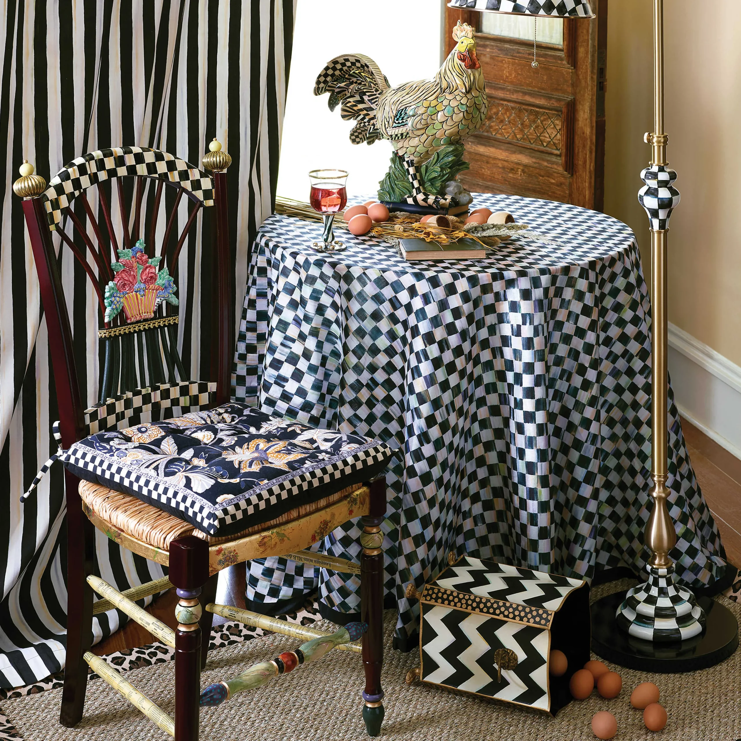 MacKenzie-Childs Dark Flower Basket Side Chair| Dining Room & Kitchen