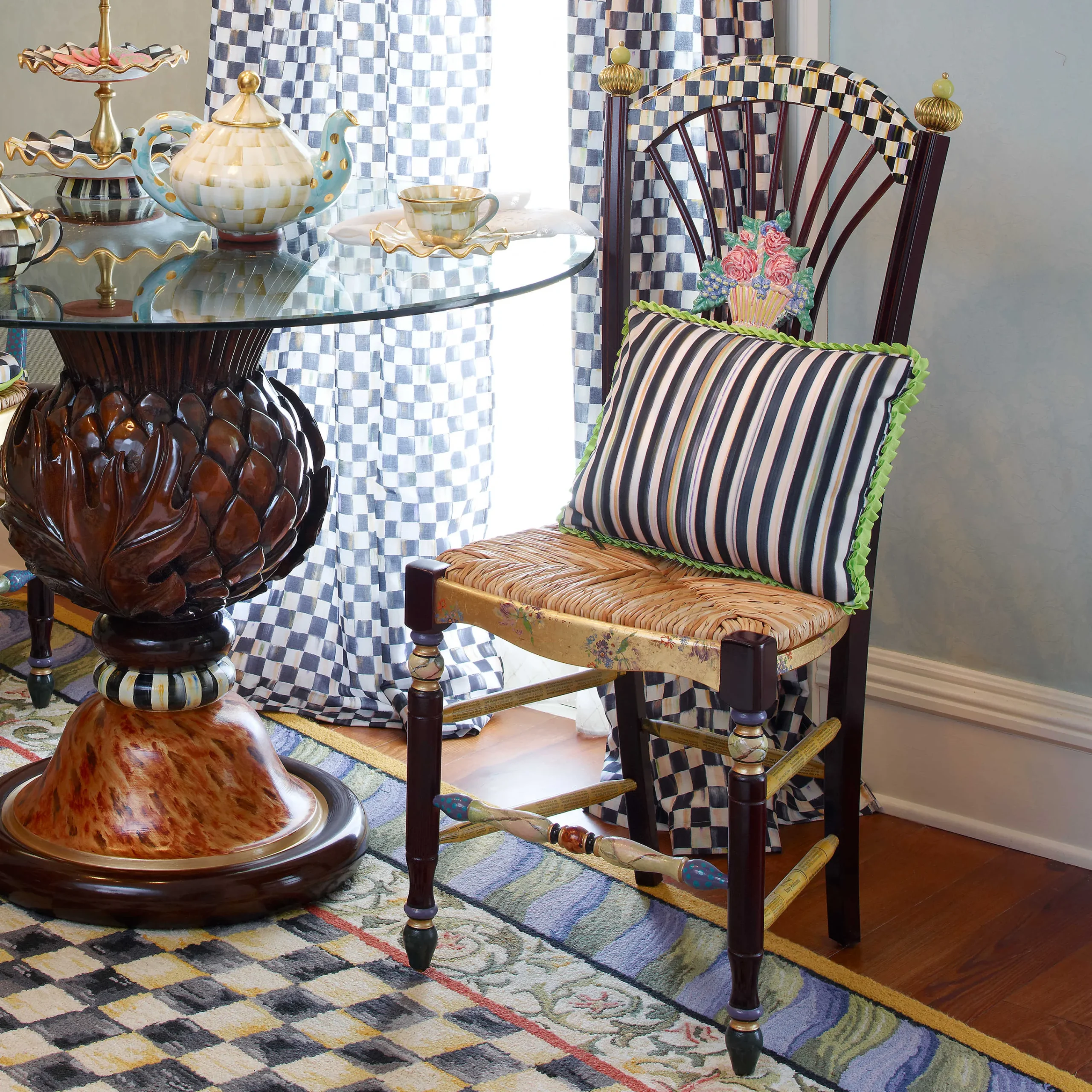 MacKenzie-Childs Dark Flower Basket Side Chair| Dining Room & Kitchen