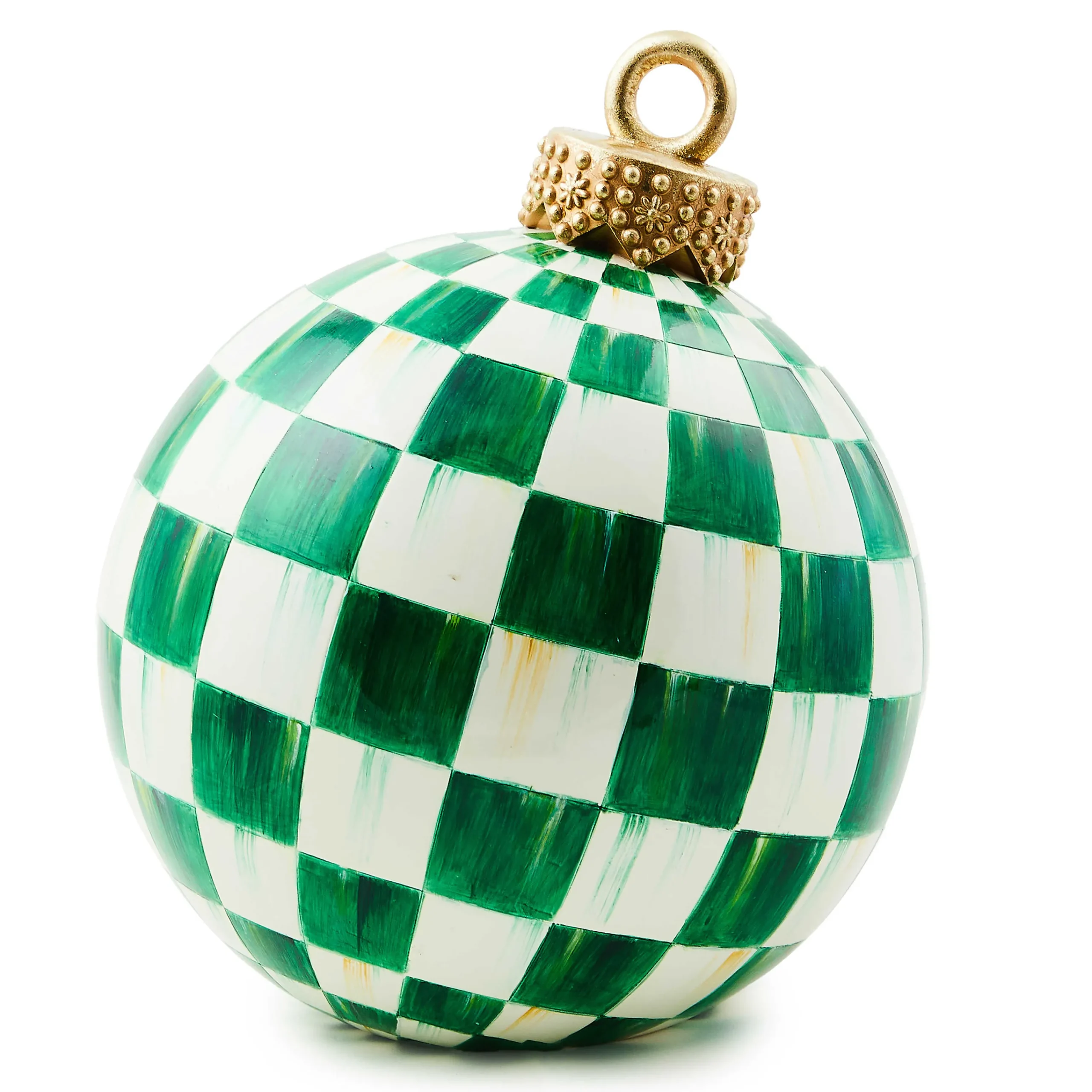MacKenzie-Childs Dark Green Check Tabletop Ornament| Room Accents