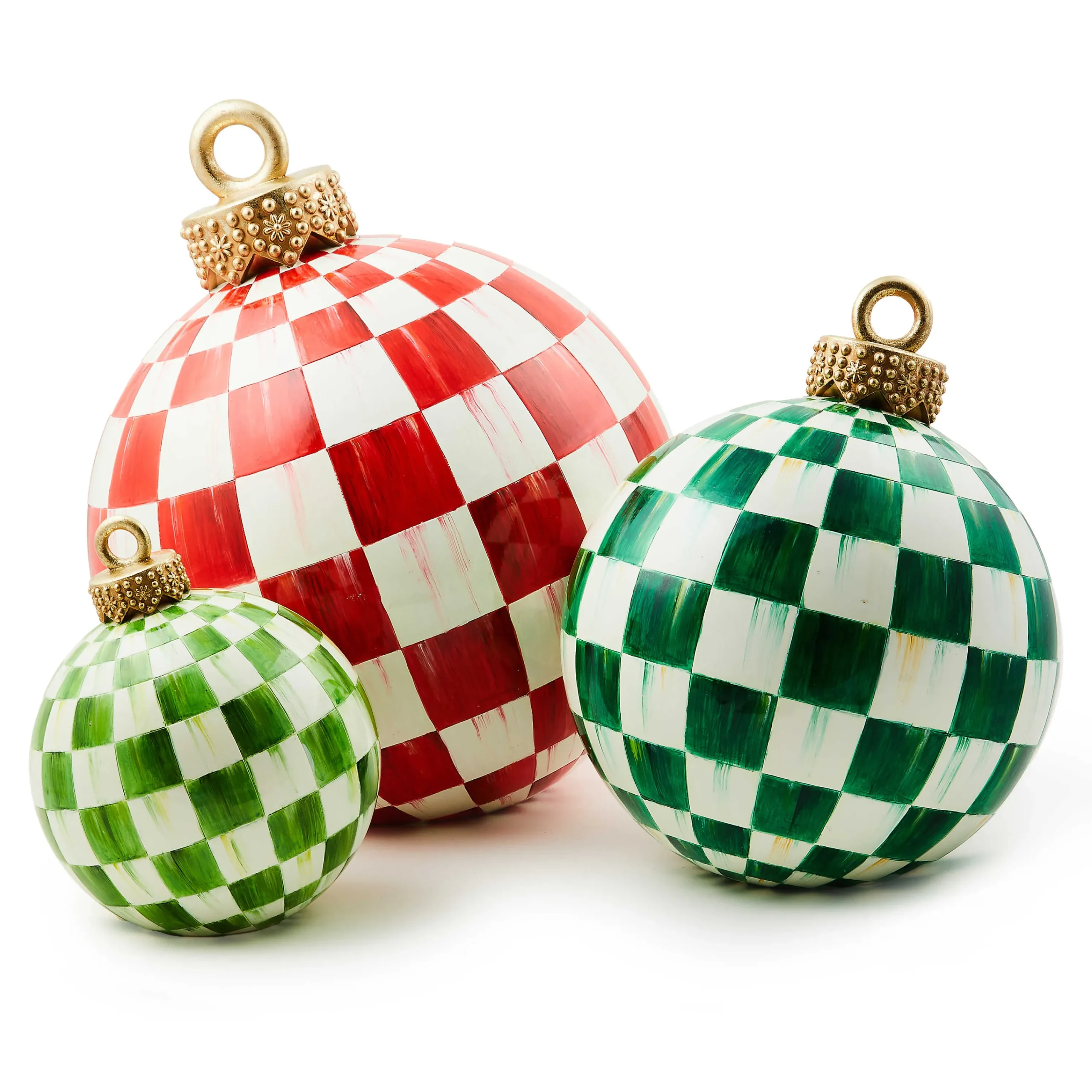 MacKenzie-Childs Dark Green Check Tabletop Ornament| Room Accents