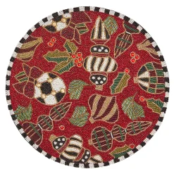 MacKenzie-Childs Deck the Halls Red Beaded Placemat| Table Accessories|Kitchen & Table Linens
