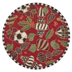 MacKenzie-Childs Deck the Halls Red Beaded Placemat| Table Accessories|Kitchen & Table Linens