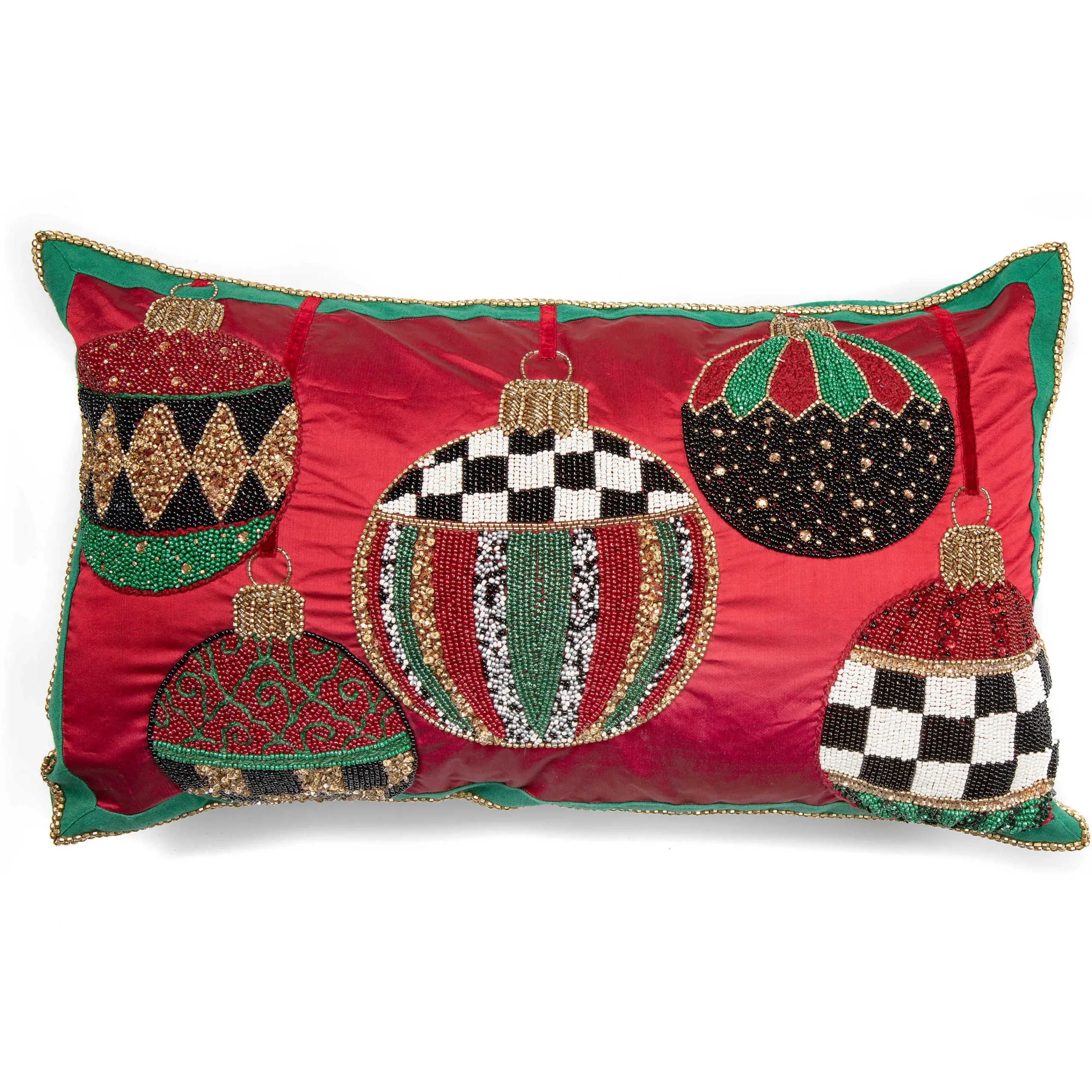 MacKenzie-Childs Deck the Halls Red Lumbar Pillow| Holiday|Pillows, Throws, & Cushions