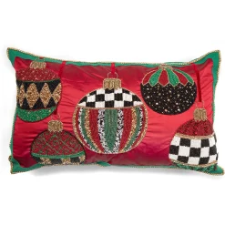 MacKenzie-Childs Deck the Halls Red Lumbar Pillow| Holiday|Pillows, Throws, & Cushions