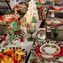 MacKenzie-Childs Deck the Halls Salad Plates, Set of 4| Holiday|Serveware