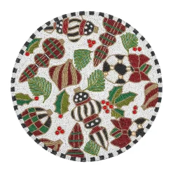 MacKenzie-Childs Deck the Halls White Beaded Placemat| Holiday|Table Accessories