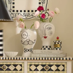 MacKenzie-Childs Doodles Lady Head Vase| Room Accents
