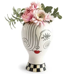 MacKenzie-Childs Doodles Lady Head Vase| Room Accents