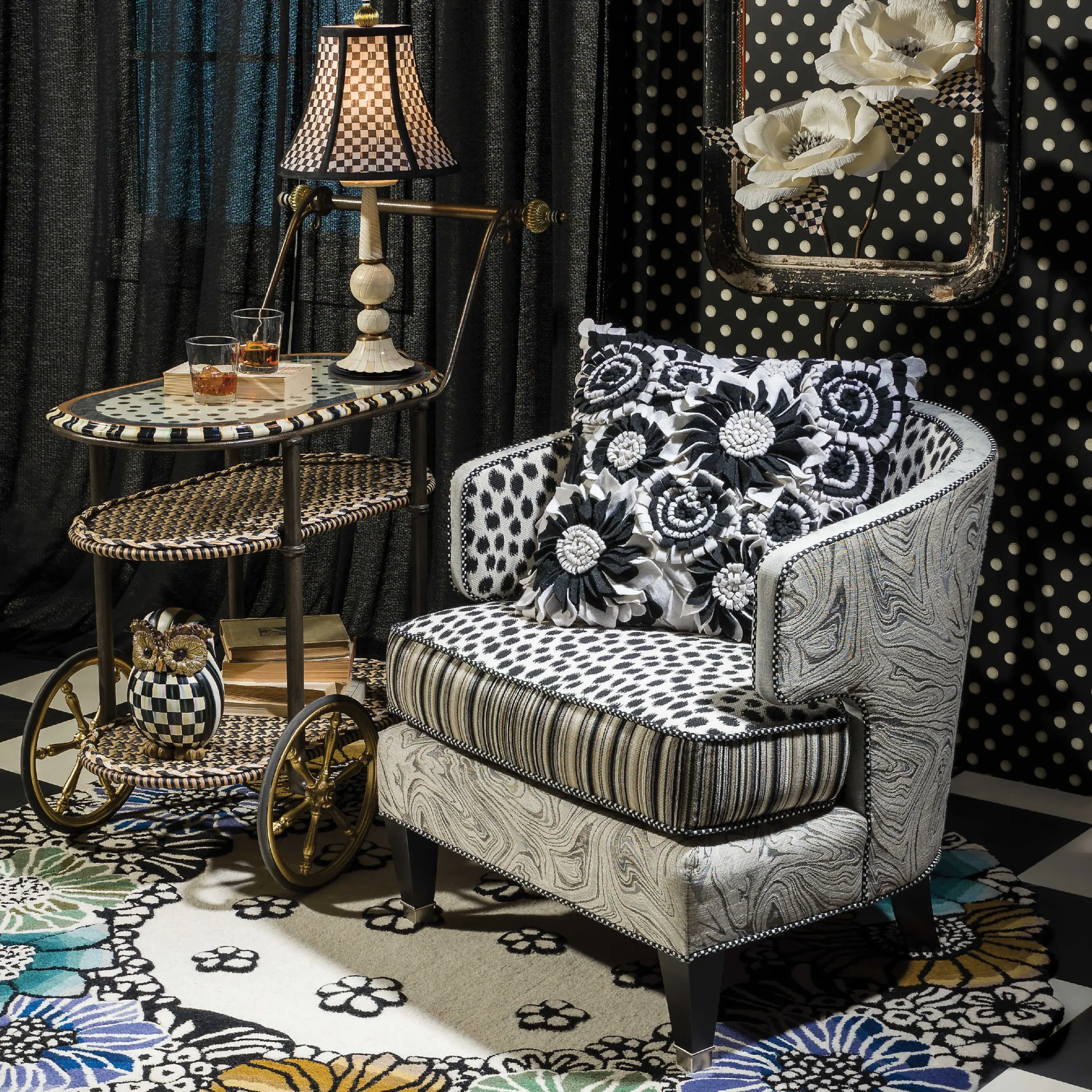 MacKenzie-Childs Dotography Bar Cart| Living Room|Bar Entertaining
