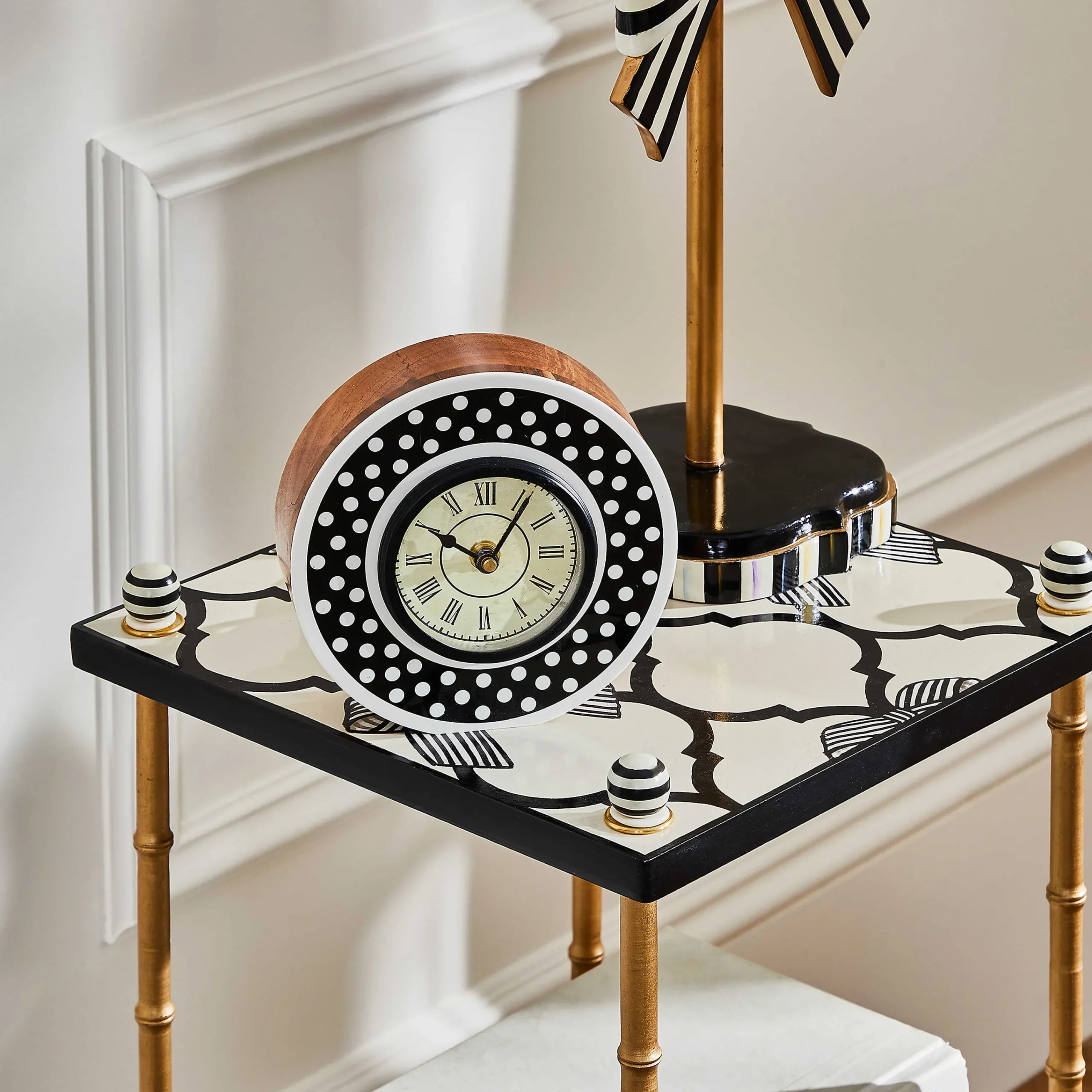 MacKenzie-Childs Dotty Round Desk Clock| Room Accents