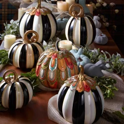 MacKenzie-Childs Elegant Stripe Small Pumpkin| Pumpkins|The Halloween Shop
