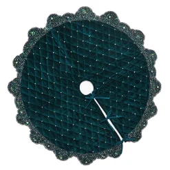 MacKenzie-Childs Emerald Beaded Holiday Tree Skirt| Holiday|Room Accents