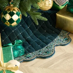 MacKenzie-Childs Emerald Beaded Holiday Tree Skirt| Holiday|Room Accents