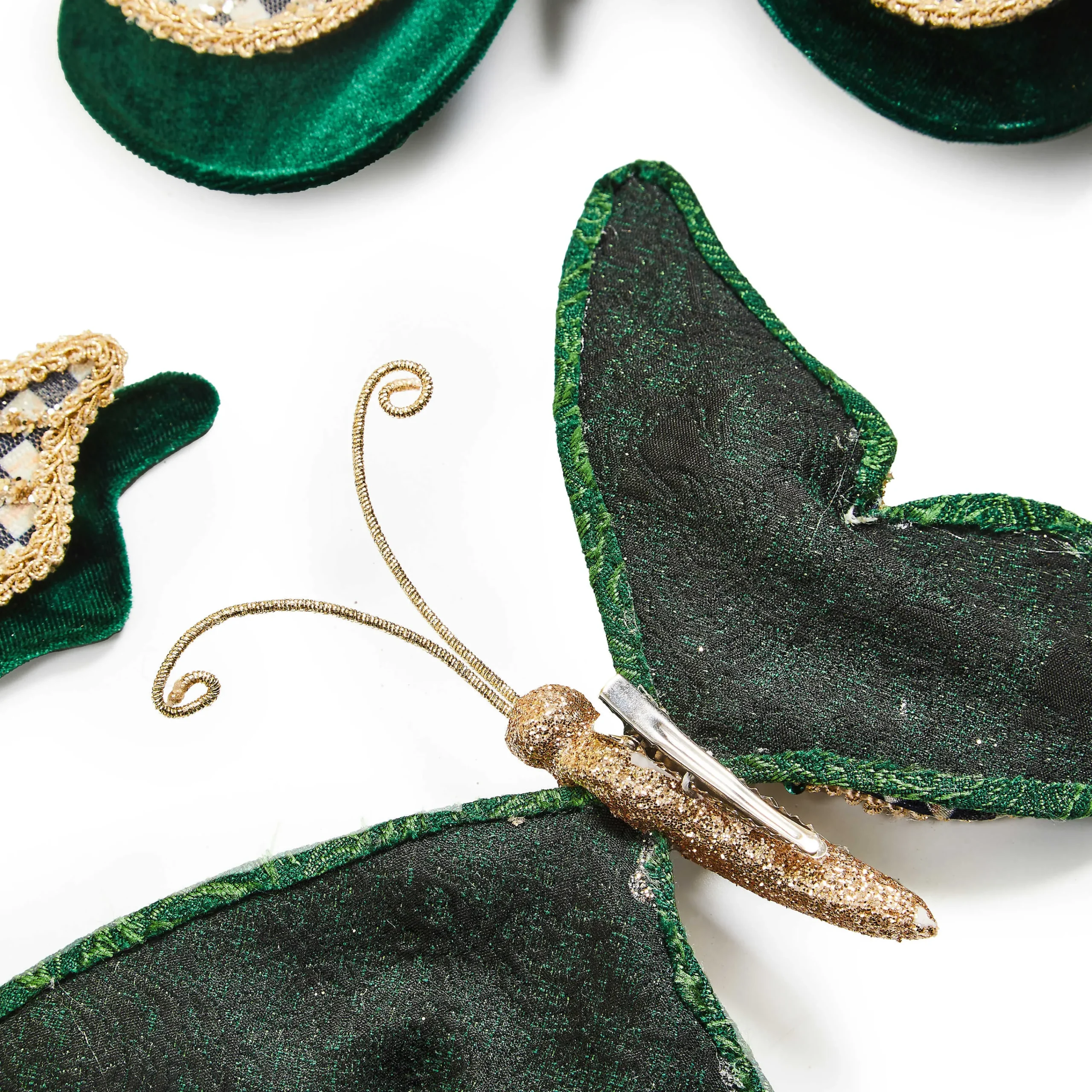 MacKenzie-Childs Emerald Luxe Butterfly Clips, Set of 3| Finishing Touches