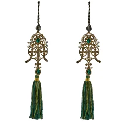 MacKenzie-Childs Emerald Luxe Emblem Tassels, Set of 2| Decor Sets|Room Accents