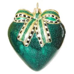 MacKenzie-Childs Emerald Luxe Heart Glass Ornament| Holiday