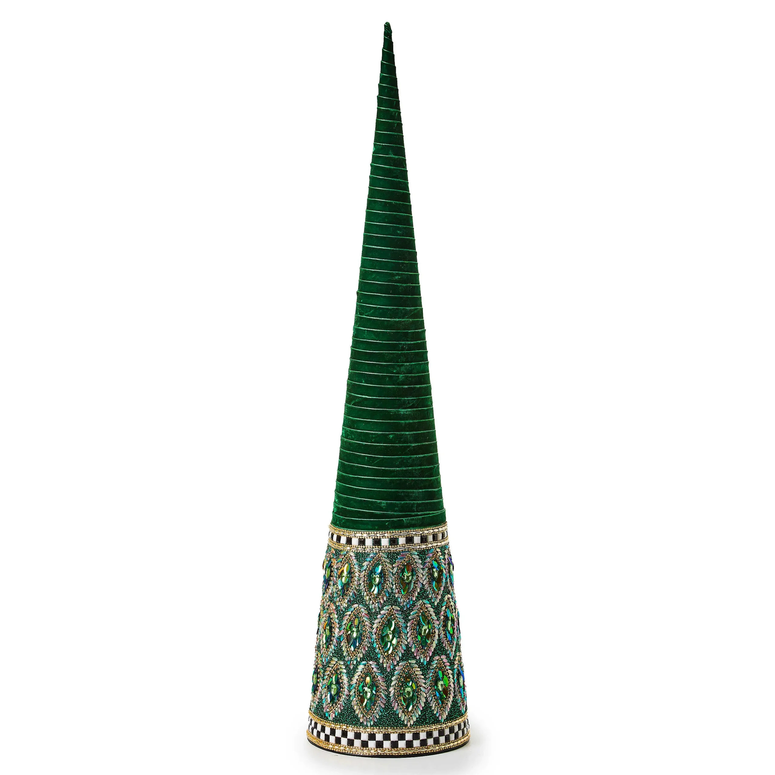 MacKenzie-Childs Emerald Luxe Large Beaded Cone Tree| Room Accents