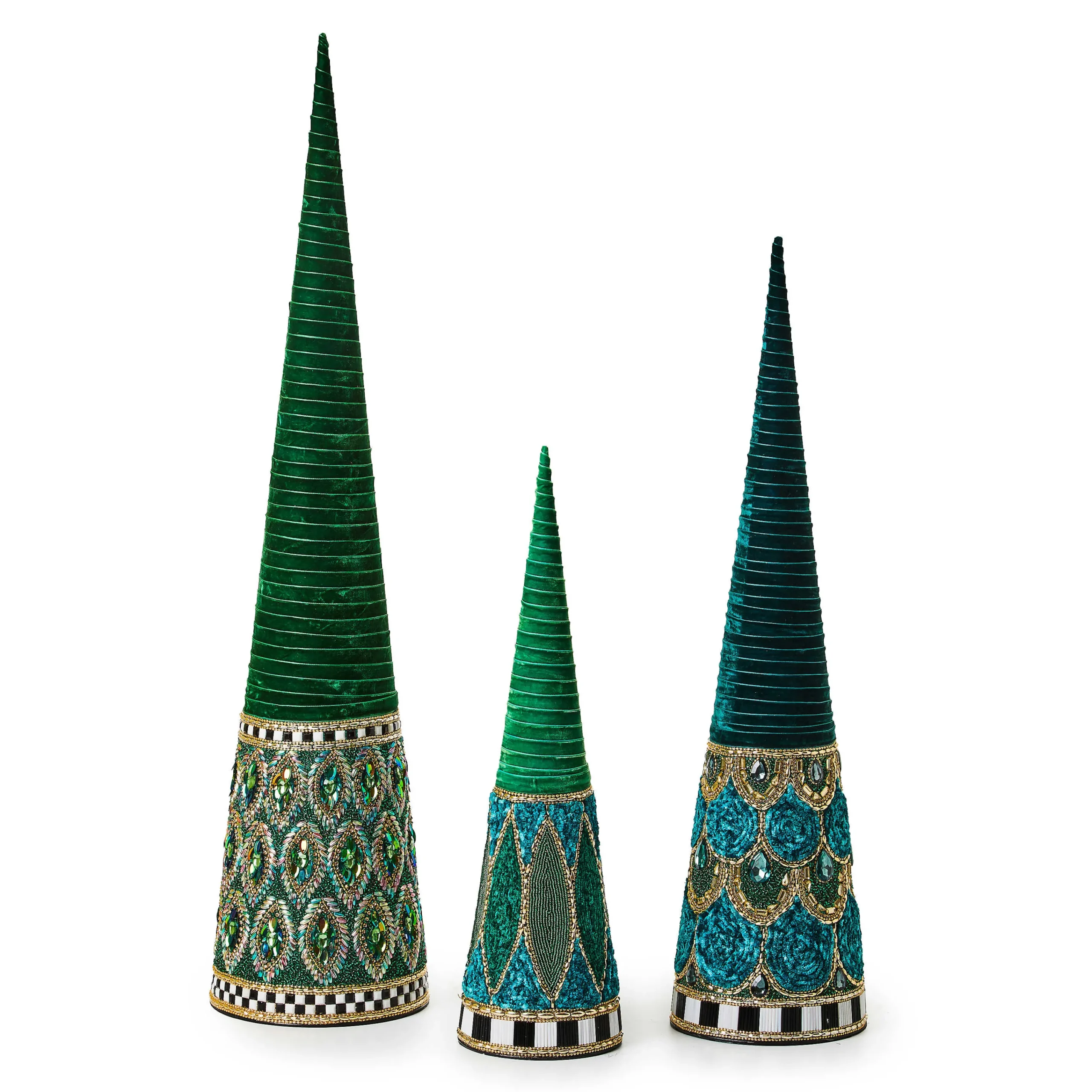 MacKenzie-Childs Emerald Luxe Large Beaded Cone Tree| Room Accents