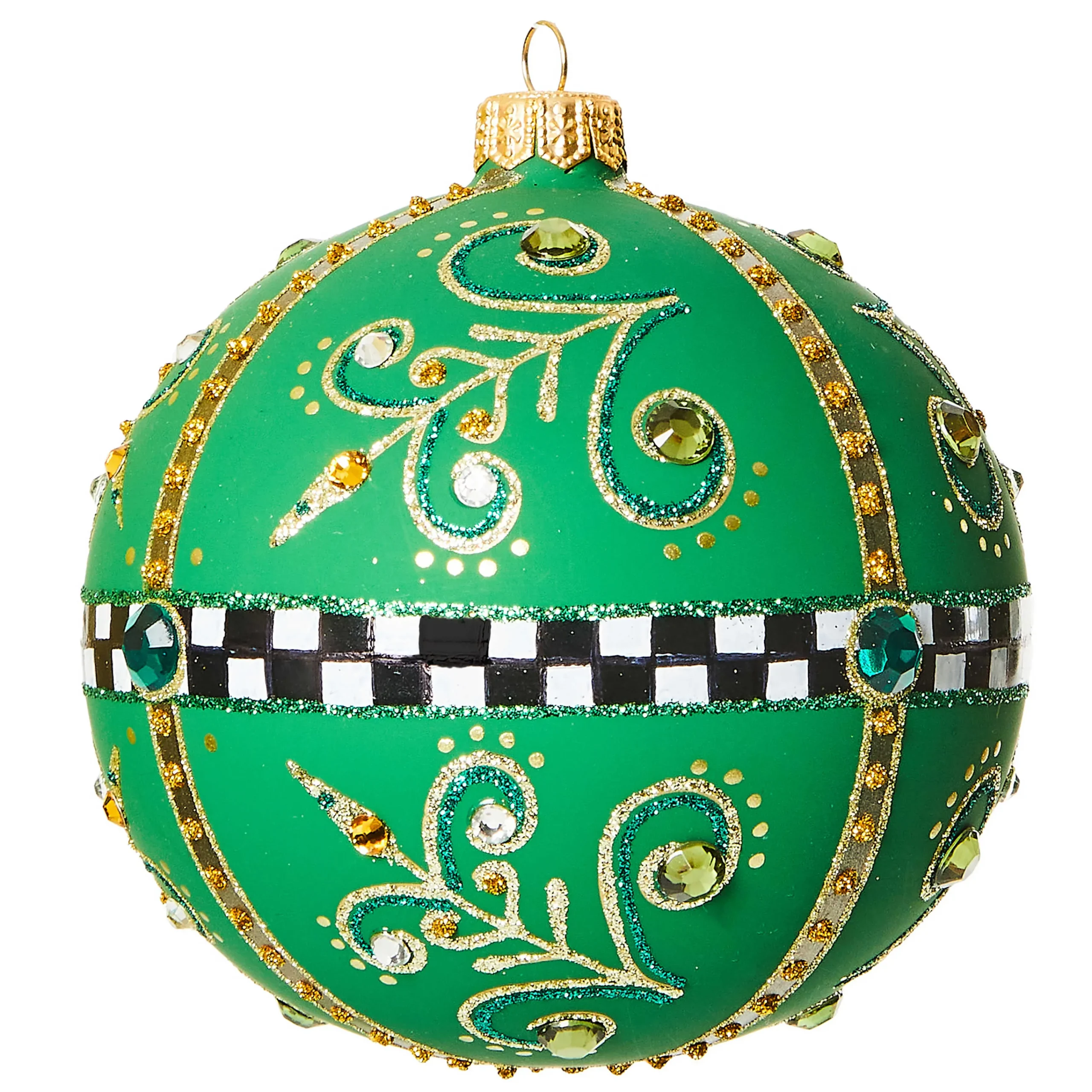 MacKenzie-Childs Emerald Luxe Matte Ball Glass Ornament| Holiday