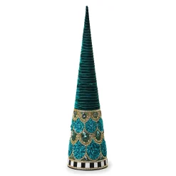 MacKenzie-Childs Emerald Luxe Medium Beaded Cone Tree| Room Accents