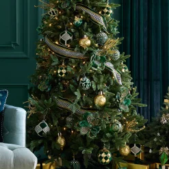 MacKenzie-Childs Emerald Luxe Patchwork Ball Ornaments, Set of 4| Holiday