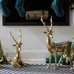 MacKenzie-Childs Emerald Luxe Resting Gold Deer| Room Accents