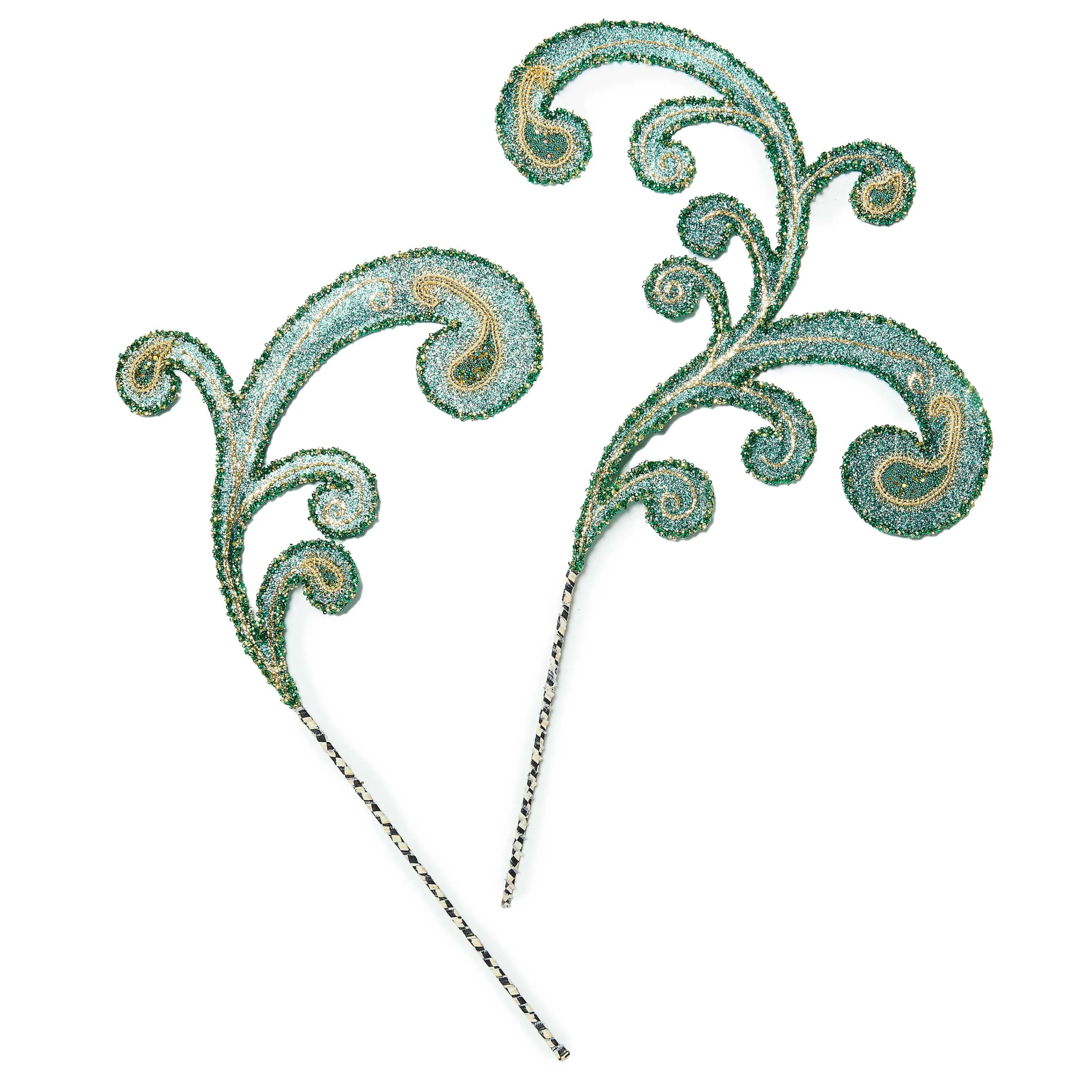 MacKenzie-Childs Emerald Luxe Scroll Picks, Set of 2| Greenery & Florals