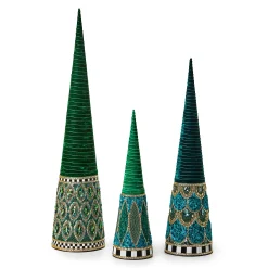 MacKenzie-Childs Emerald Luxe Small Beaded Cone Tree| Room Accents