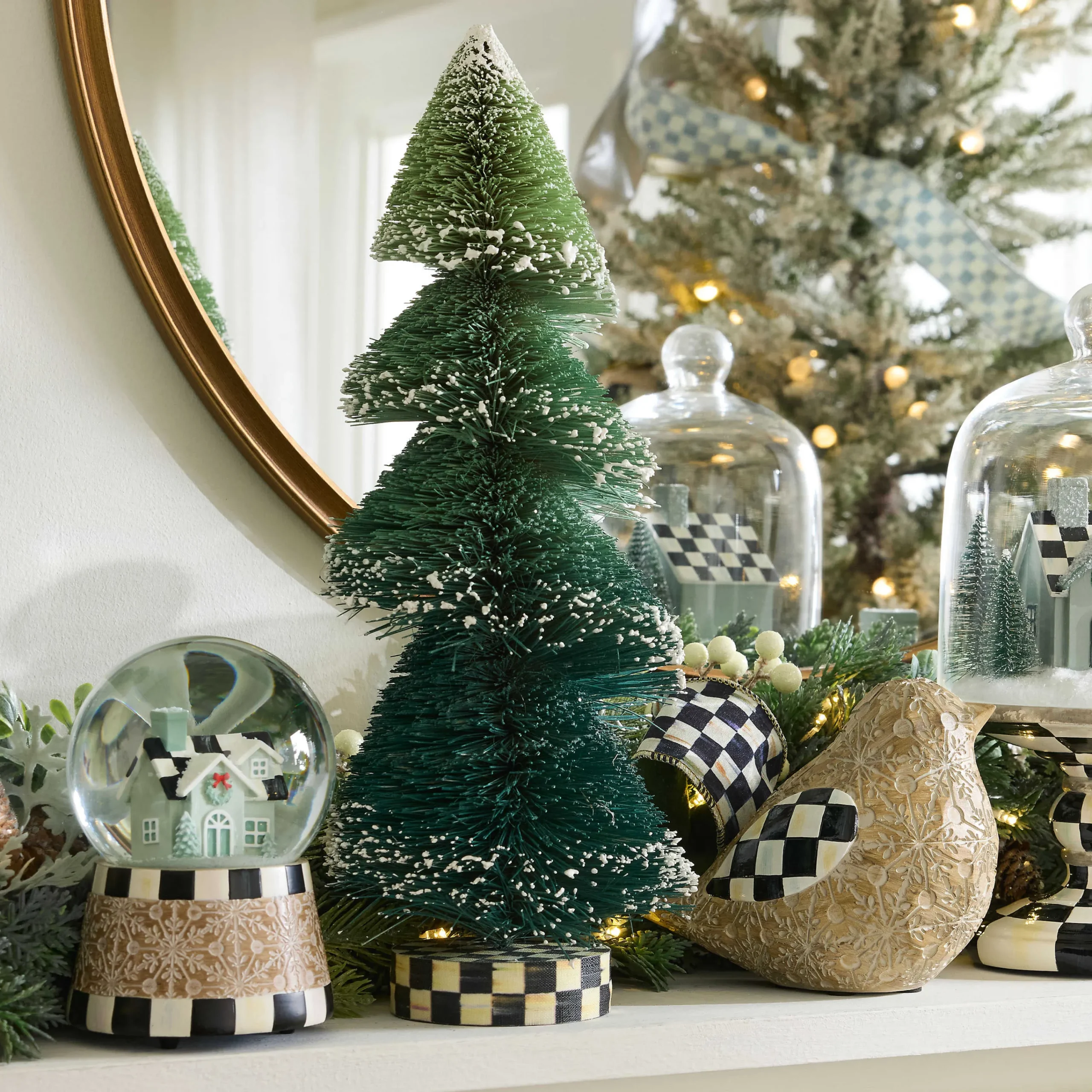 MacKenzie-Childs Farmhouse Holiday Bottle Brush Trees - Set of 3| Room Accents|Table Accessories