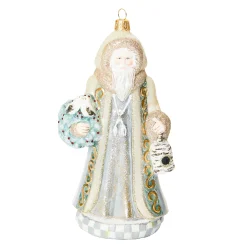 MacKenzie-Childs Farmhouse Holiday Dove Santa Glass Ornament| Holiday