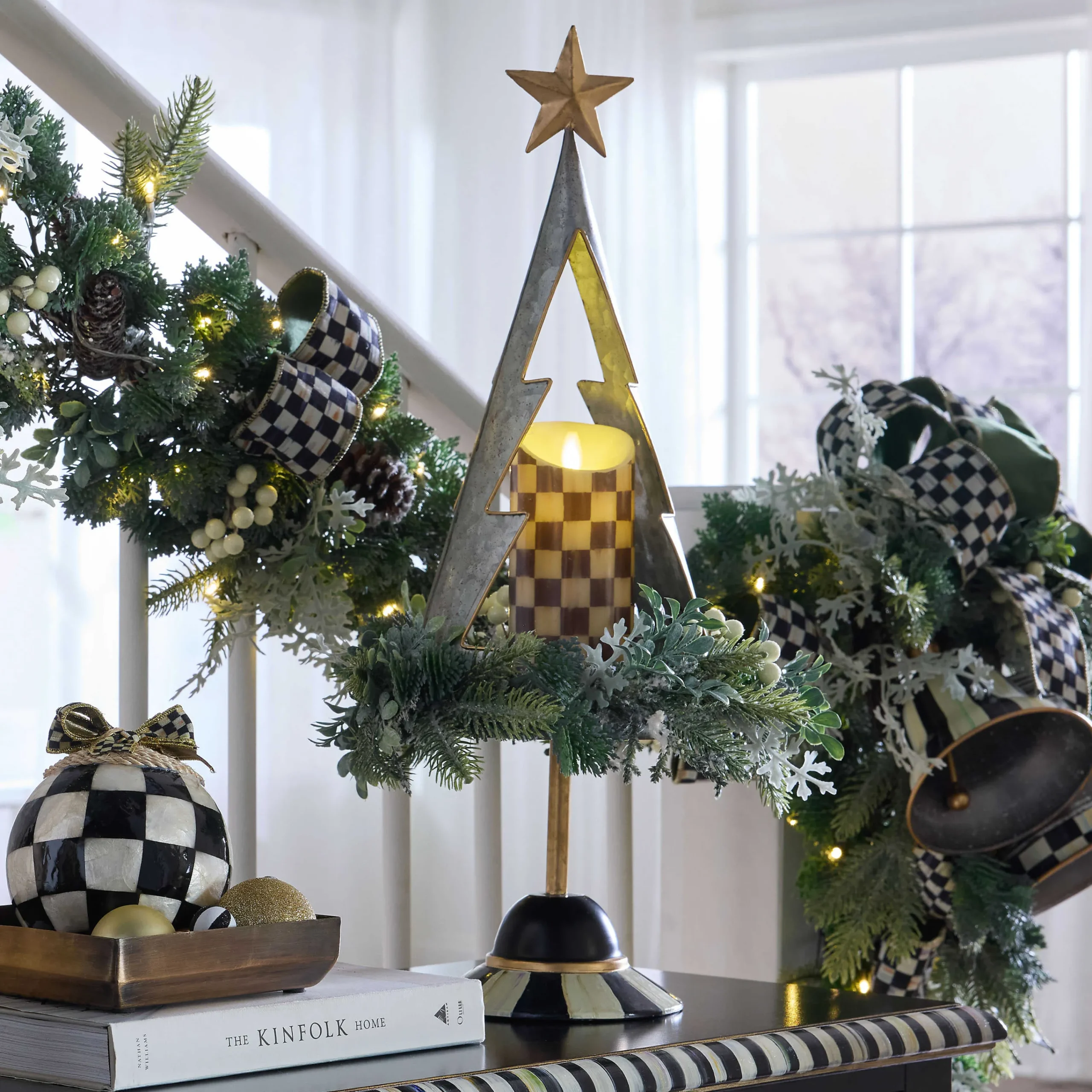 MacKenzie-Childs Farmhouse Holiday Galvanized Tabletop Tree| Greenery & Florals|Room Accents
