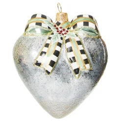 MacKenzie-Childs Farmhouse Holiday Heart Glass Ornament| Holiday