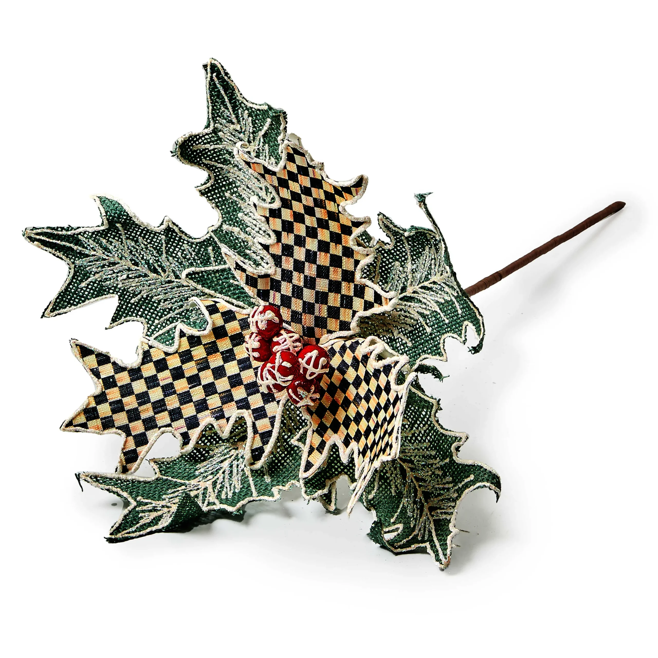 MacKenzie-Childs Farmhouse Holiday Holly Stem| Greenery & Florals