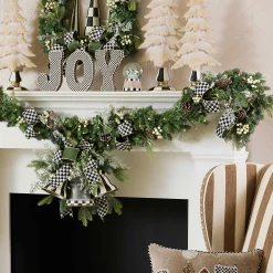 MacKenzie-Childs Farmhouse Holiday Illuminated Garland| Greenery & Florals|Room Accents