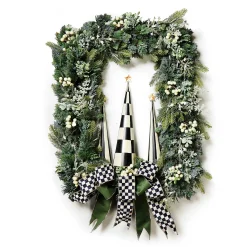 MacKenzie-Childs Farmhouse Holiday Illuminated Rectangle Wreath| Greenery & Florals|Outdoor