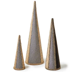 MacKenzie-Childs Farmhouse Holiday Rattan Cone Trees, Set of 3| Holiday|Room Accents