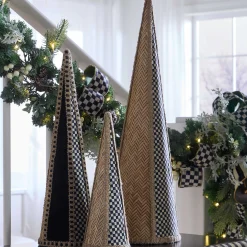MacKenzie-Childs Farmhouse Holiday Rattan Cone Trees, Set of 3| Holiday|Room Accents