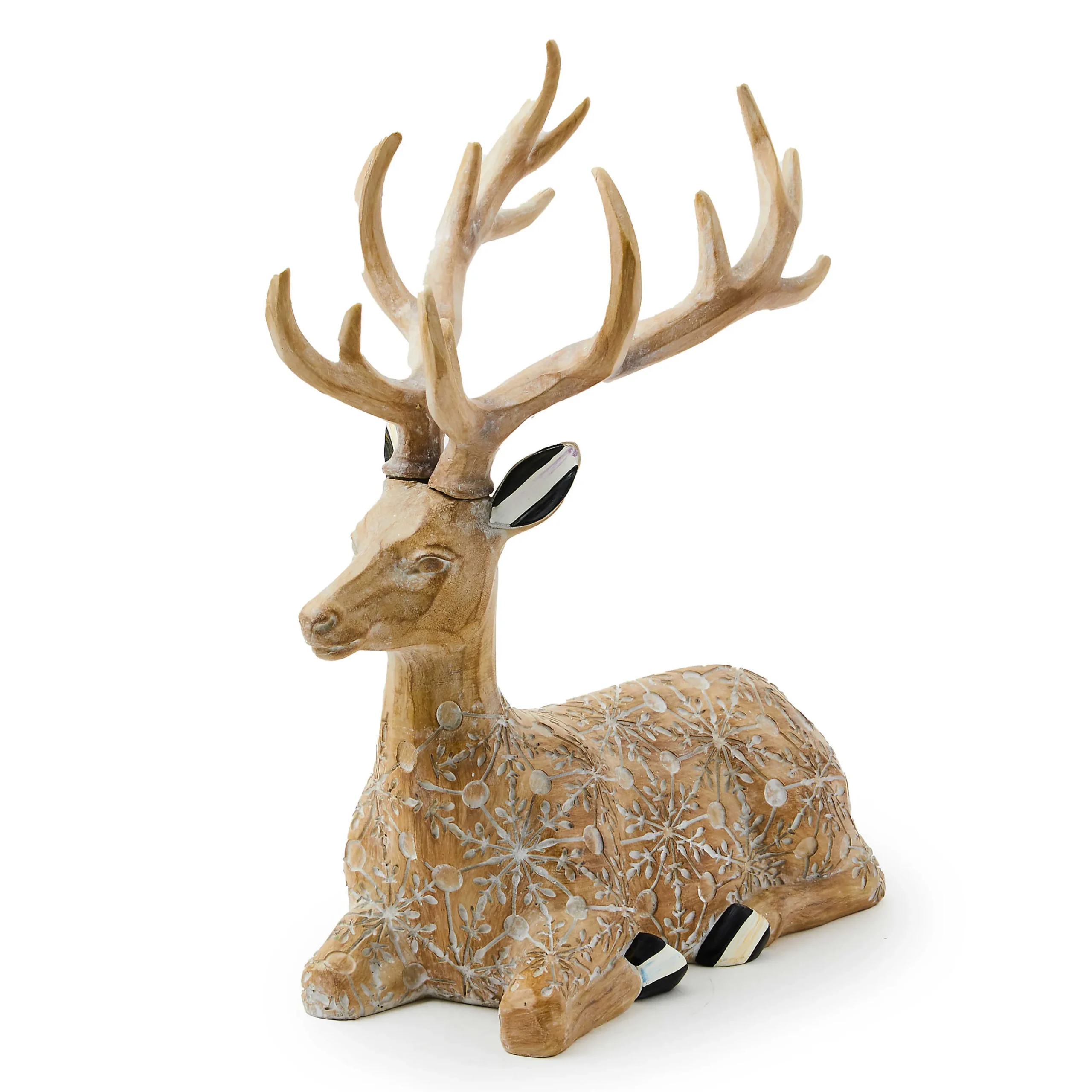 MacKenzie-Childs Farmhouse Holiday Resting Block Print Deer Figurine| Room Accents