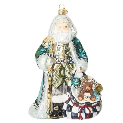 MacKenzie-Childs Farmhouse Holiday Santa Glass Ornament| Holiday