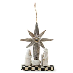 MacKenzie-Childs Farmhouse Holiday Wood Nativity Ornament| Holiday