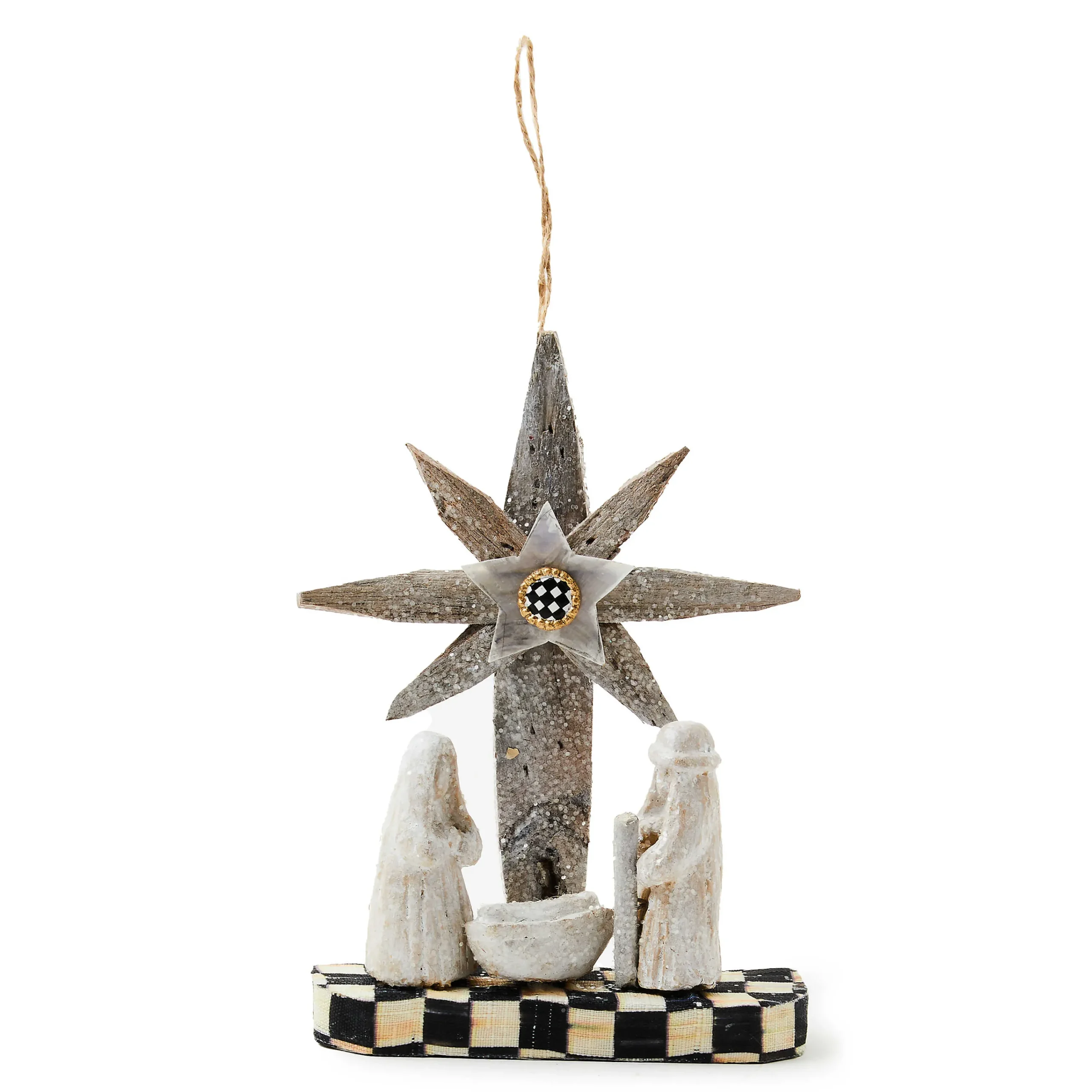 MacKenzie-Childs Farmhouse Holiday Wood Nativity Ornament| Holiday