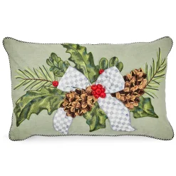 MacKenzie-Childs Farmhouse Holly Holiday Lumbar Pillow| Pillows, Throws, & Cushions