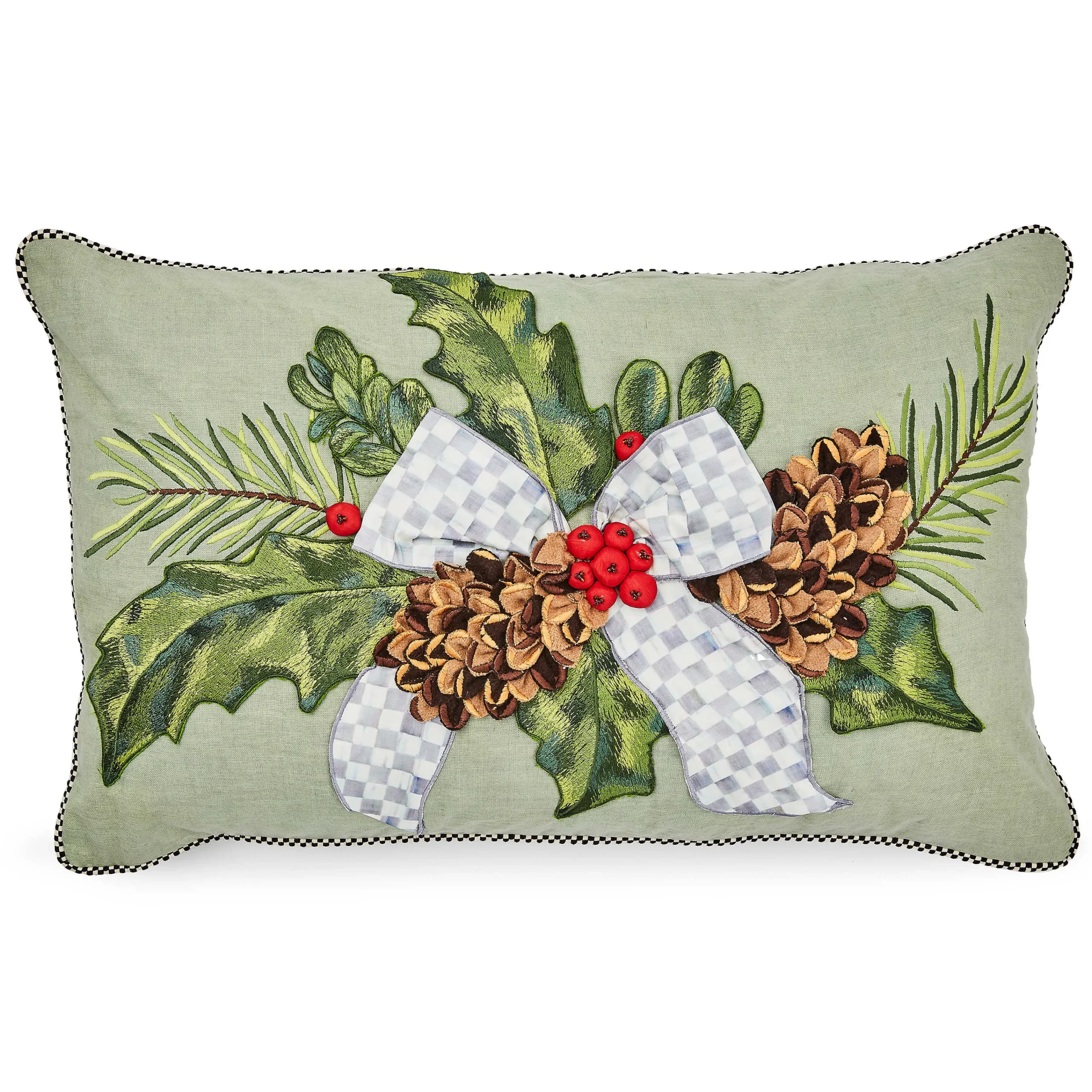 MacKenzie-Childs Farmhouse Holly Holiday Lumbar Pillow| Pillows, Throws, & Cushions