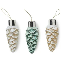 MacKenzie-Childs Farmhouse Pinecone Glass Ornaments, Set of 3| Holiday