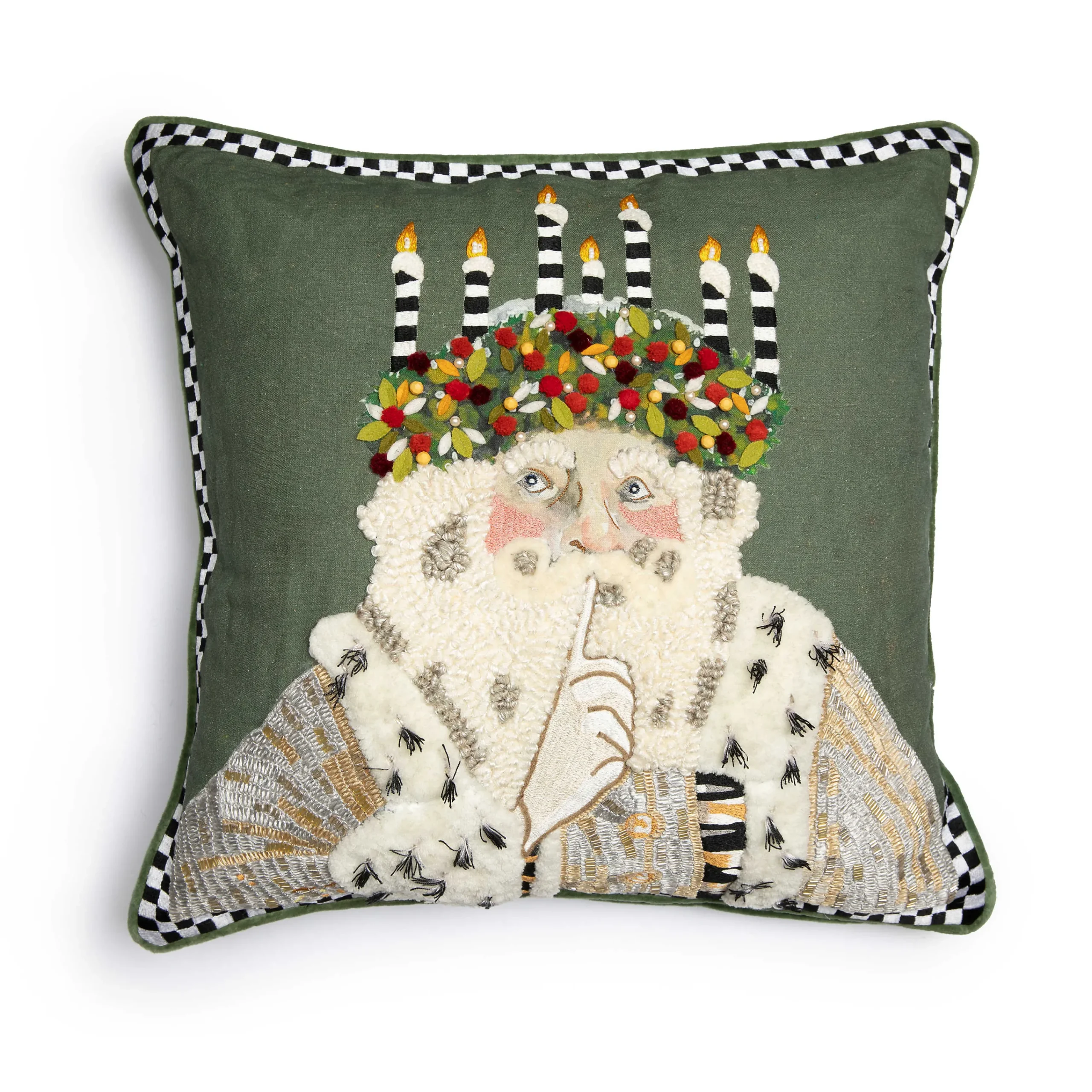 MacKenzie-Childs Farmhouse Santa Lucia Throw Pillow| Holiday|Pillows, Throws, & Cushions