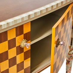 MacKenzie-Childs Field Study Check Console Table| Storage Furniture|Entryway Furniture